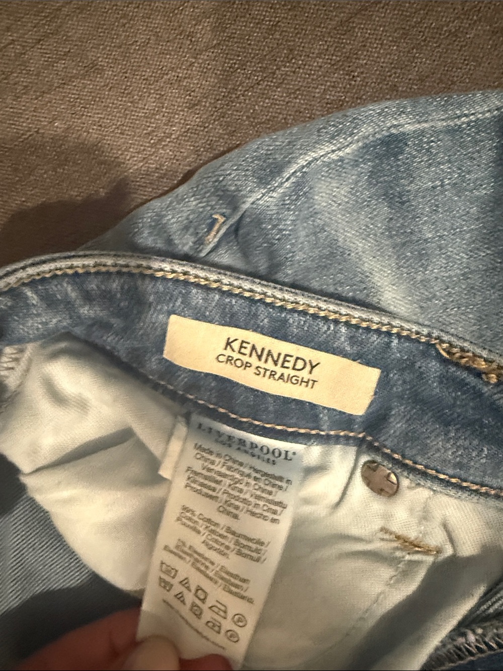 Liverpool Light Blue Cropped Frayed Hem Jeans - Picture 4 of 4